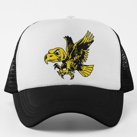 NEW Iowa Hawkeyes Flying Herky Foam Trucker Snapback Hat 2TONE BLACK - Picture 1 of 2